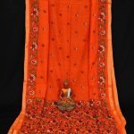 Orange Silk Kantha Saree 1