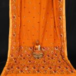 Mustard Yellow Silk Kantha Saree 1
