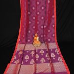 Awesome Purple Handwoven Cotton Linen Floral Jamdani Saree 1
