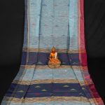 Ethnic Soft Cotton Handloom Saree Light Blue 1