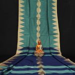 Handwoven Pure Linen  Saree with Temple Border 1