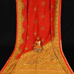 Madhubani Printed Handloom Rust Red Cotton Saree 1