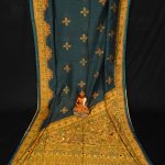 Madhubani Printed Handloom Bottle Green Cotton Saree 1