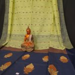 Elegant Lime Yellow Cotton Linen Handloom Saree 2
