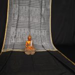 Black White Color Script Handloom Saree 3