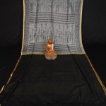 Black White Color Script Handloom Saree 1
