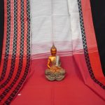Off White & Red Zig Zag Border Begumpuri Cotton Saree 3