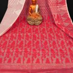 Rich Textured White Red Soft Dhakai Jamdani Saree 2