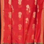 Enticing Sindoor Red and Golden Yellow Cotton Silk Handloom Saree 2