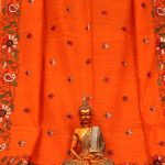 Orange Silk Kantha Saree 2