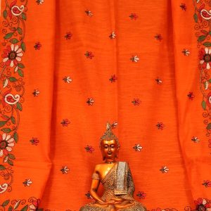 Orange Silk Kantha Saree
