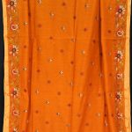 Mustard Yellow Silk Kantha Saree 2