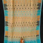 Rich Textured Beige and Blue Dhakai Jamdani Saree 2