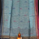 Ethnic Soft Cotton Handloom Saree Light Blue 2