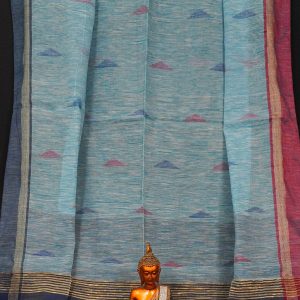 Ethnic Soft Cotton Handloom Saree Light Blue