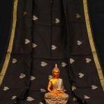 Black golden border handloom silk cotton heart-motif saree 3