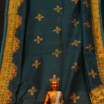 Madhubani Printed Handloom Bottle Green Cotton Saree 2