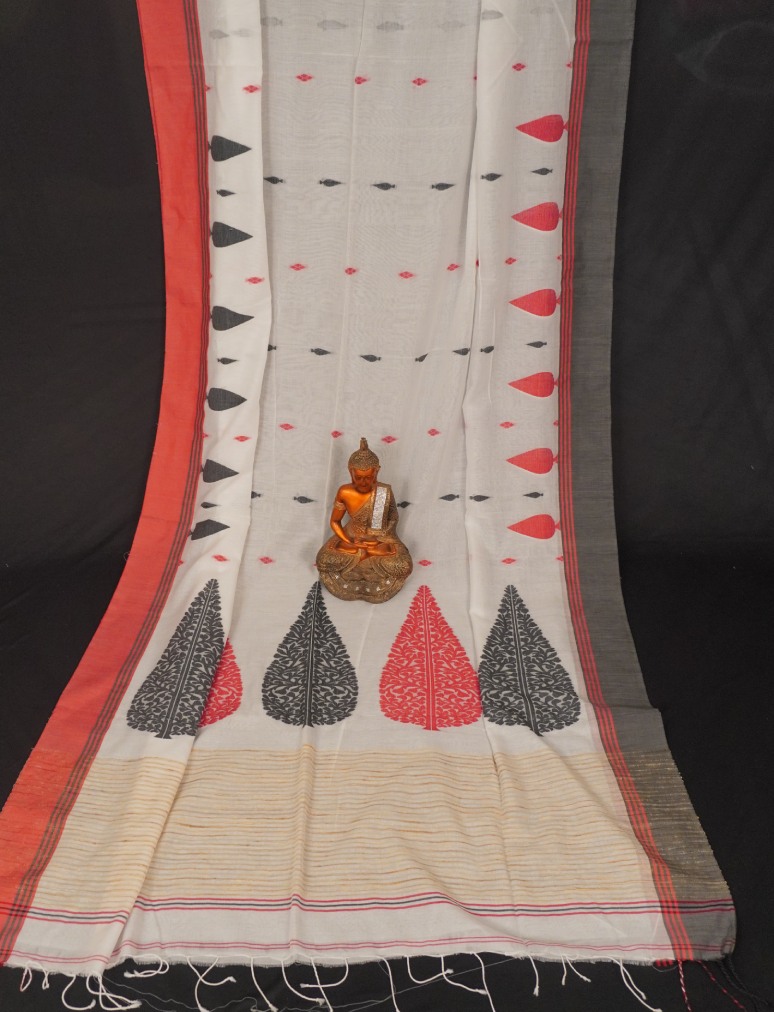 Pure Handloom Cotton with Leaf Motif