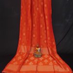 Awesome Orange Handwoven Cotton Linen Floral Jamdani Saree 1
