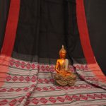 Enticing Black Cotton Handloom Saree with Red Border 3