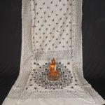 White Kantha Stitch Saree 1