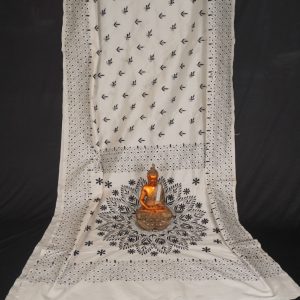 White Kantha Stitch Saree