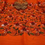 Orange Silk Kantha Saree 3