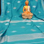 Teal Green Handloom Silk Cotton Motif Saree 3
