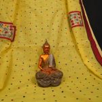 Designer Applique Work Yellow Handloom Saree 3
