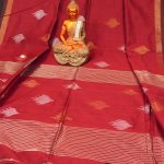 Maroon golden border handloom silk cotton motif saree 2