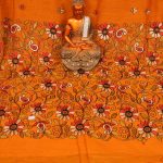 Mustard Yellow Silk Kantha Saree 3