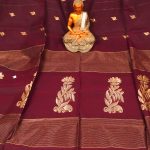 Beautiful Burgundy Sequins Cotton Silk Saree With Designed Pallu 2