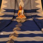 Handwoven Pure Linen  Saree with Temple Border Olive Grey 2