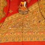 Madhubani Printed Handloom Rust Red Cotton Saree 3