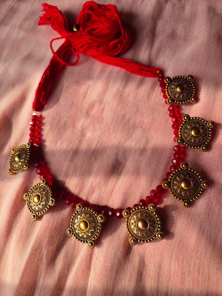Gorgeous Matte Finish Golden Necklace