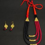 Three Layered Red Black Beads Necklace 1