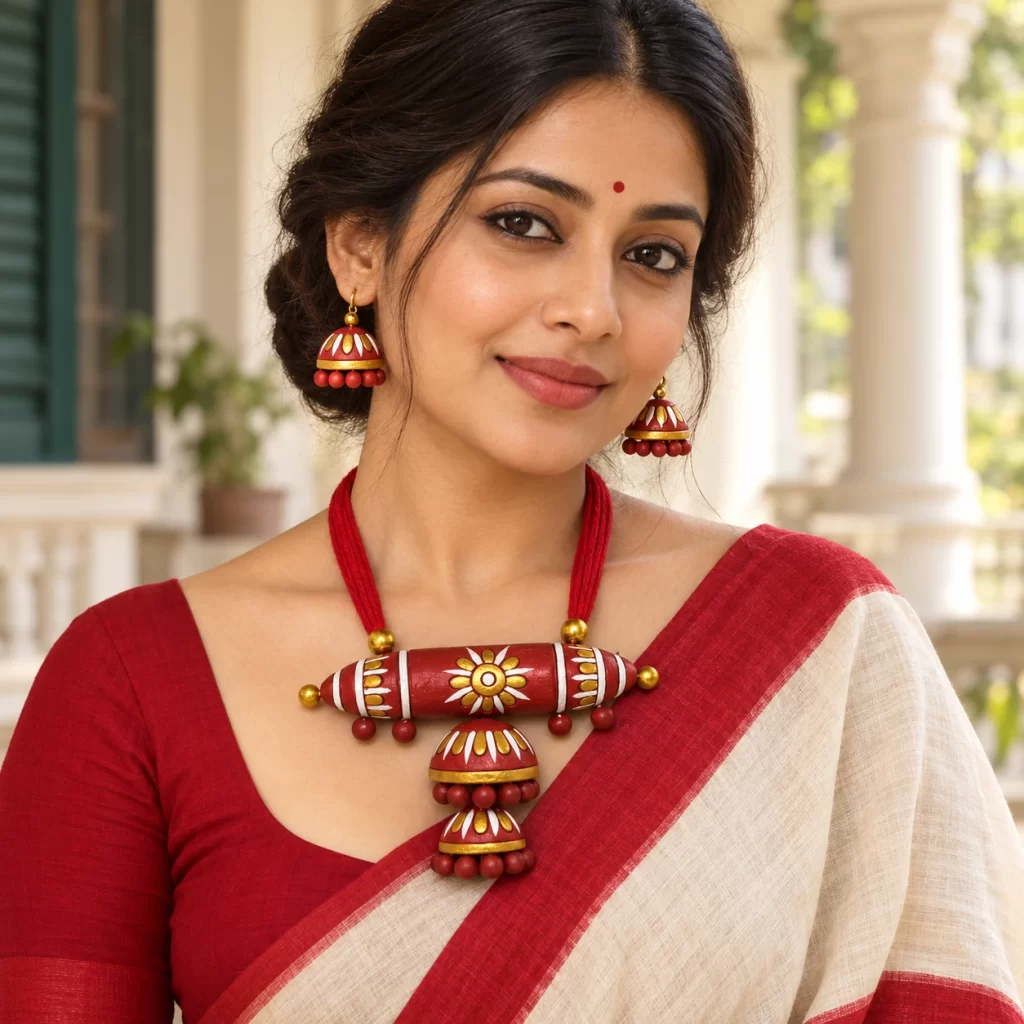 Raagini - Red & Gold Jhumka Necklace Set